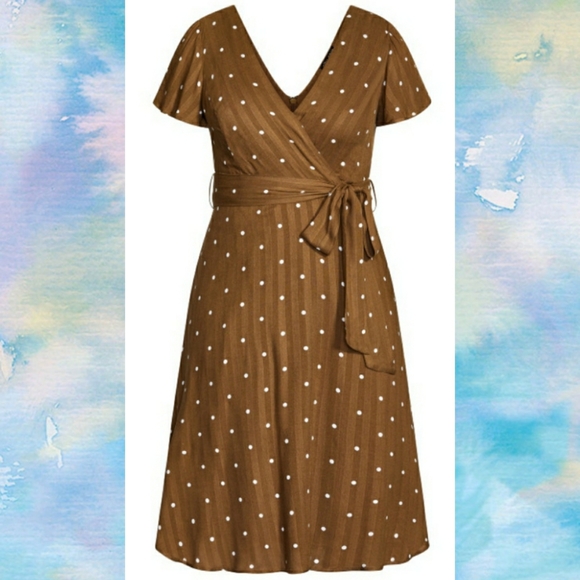 City Chic Sweet Doll Dress in Spice w/ White Dots - Picture 3 of 15
